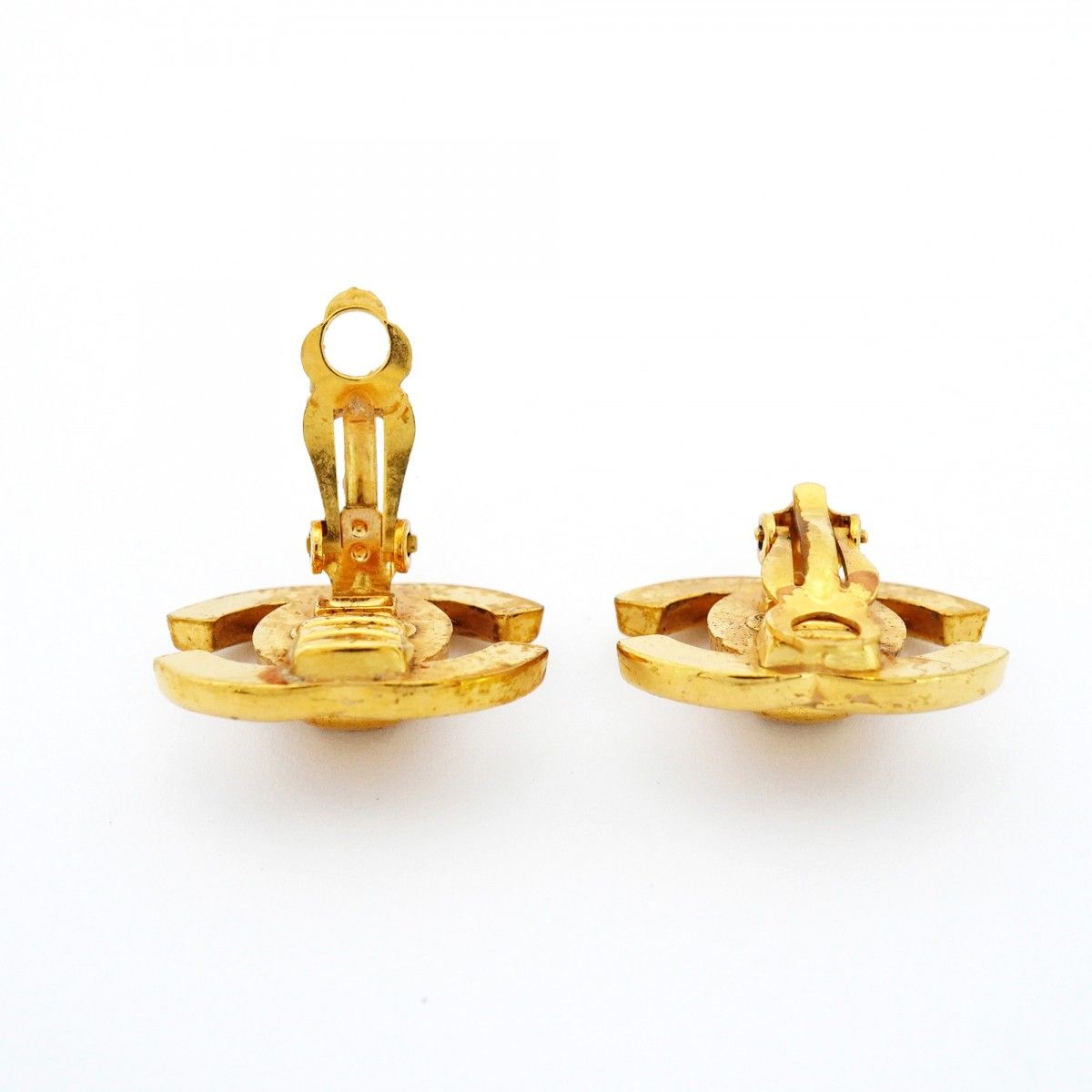 Chanel Earrings Vintage CC Logo Turnlock Gold Plated — view 3
