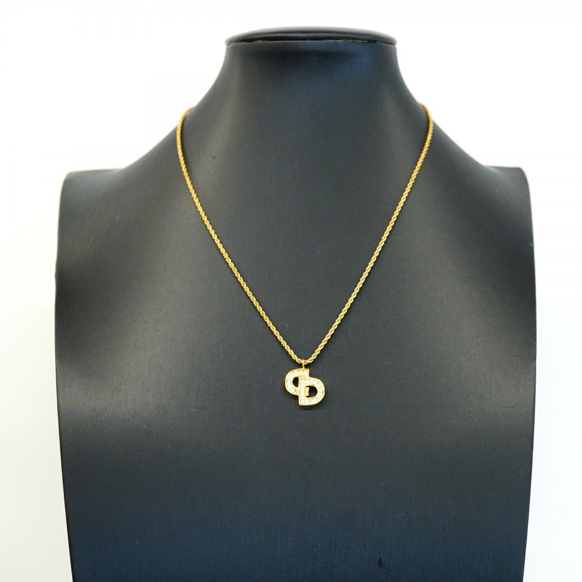 Dior Necklace CD Logo Gold Plated Rhinestone — view 6