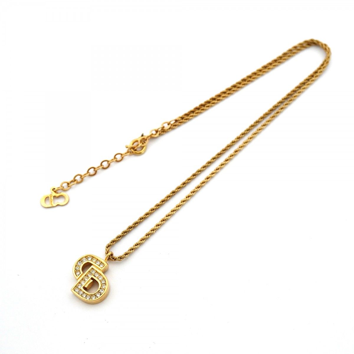 Dior Necklace CD Logo Gold Plated Rhinestone — view 3