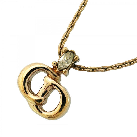 Dior Necklace CD Logo Gold Plated Rhinestone