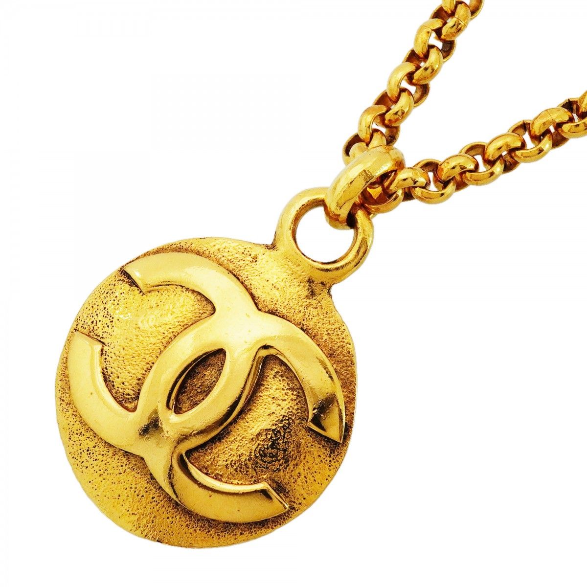 Chanel Necklace Vintage CC Logo Gold Plated