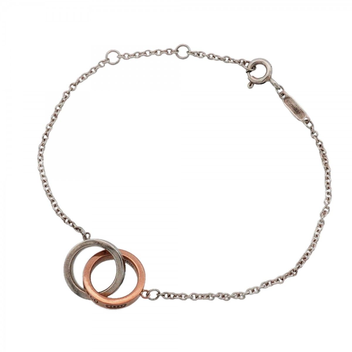 Tiffany & Co Bracelet Interlocking 925 Sterling Silver Gold Rubedo