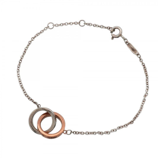 Tiffany & Co Bracelet Interlocking 925 Sterling Silver Gold Rubedo