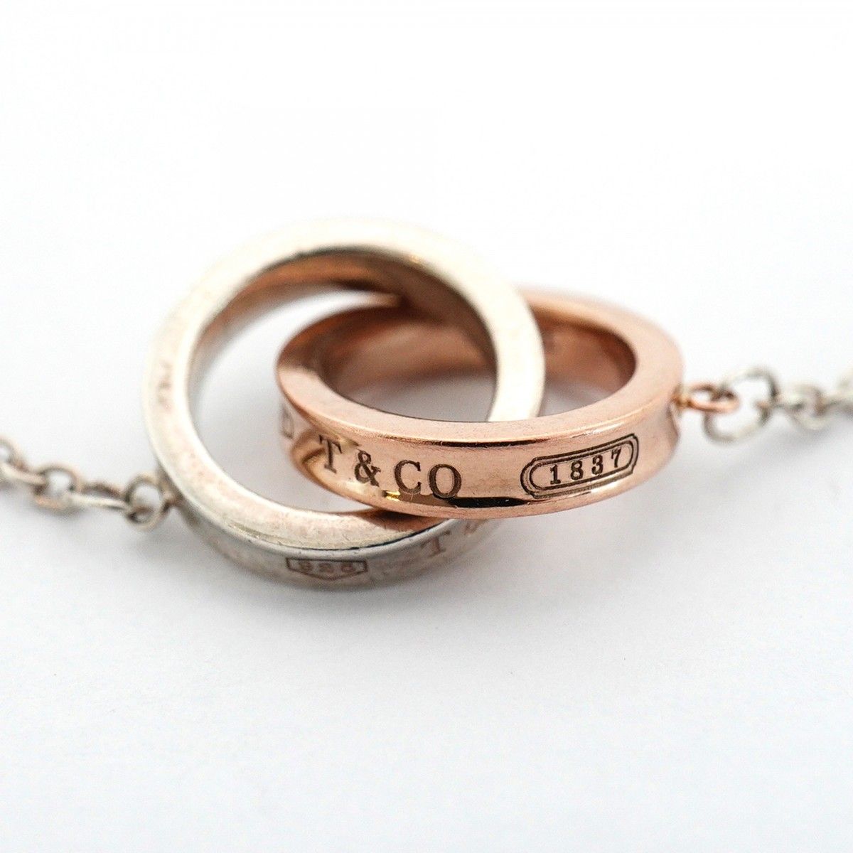 Tiffany & Co Bracelet Interlocking 925 Sterling Silver Gold Rubedo — view 7