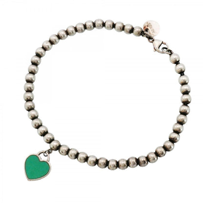 Tiffany & Co Bracelet Return to Heart Ball Chain 925 Sterling Silver Blue
