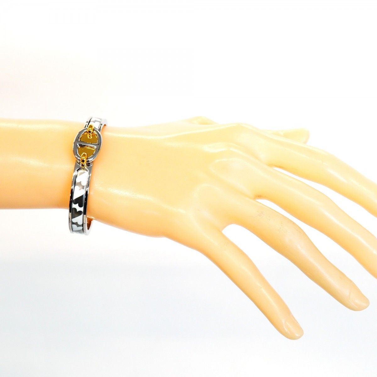 Hermes Bangle Chaine D'ancre Mini Click Metal Gold Silver White Bracelet — view 6