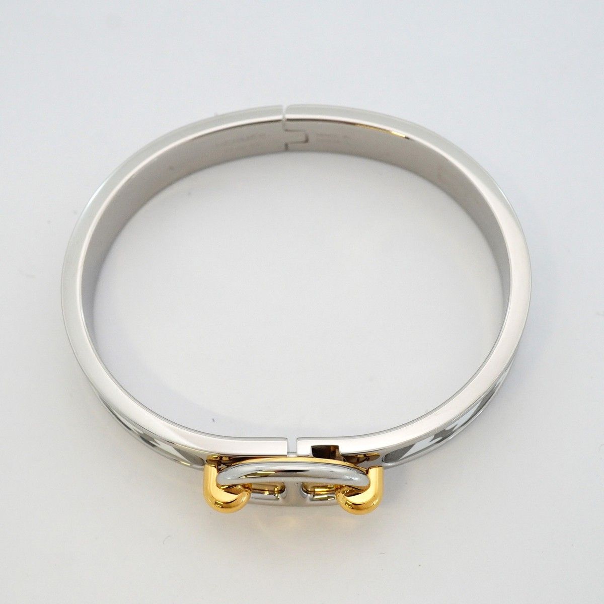 Hermes Bangle Chaine D'ancre Mini Click Metal Gold Silver White Bracelet — view 3