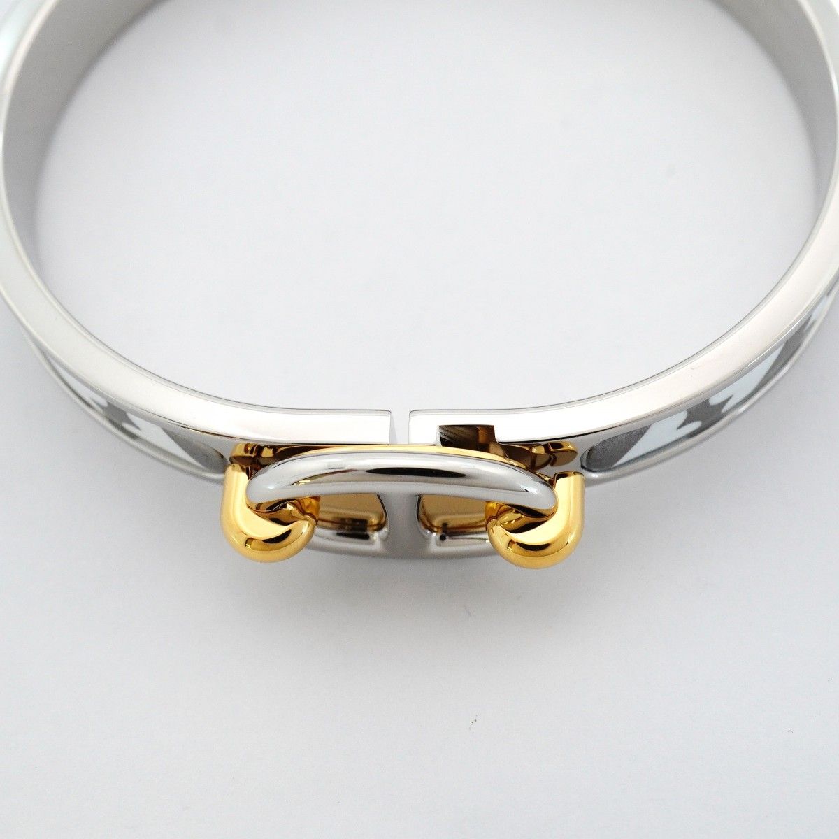 Hermes Bangle Chaine D'ancre Mini Click Metal Gold Silver White Bracelet — view 7