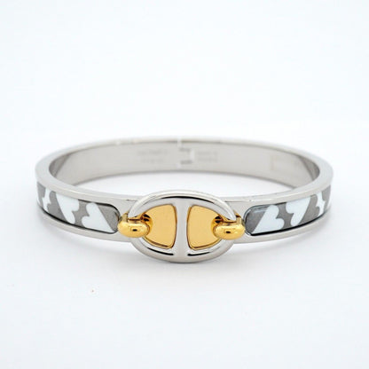 Hermes Bangle Chaine D'ancre Mini Click Metal Gold Silver White Bracelet — view 4