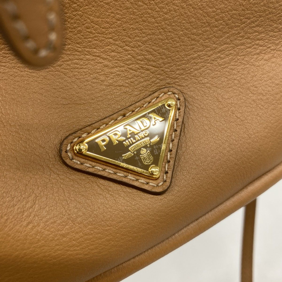 Prada Handbag Leather Brown Gold 2-Way — view 7