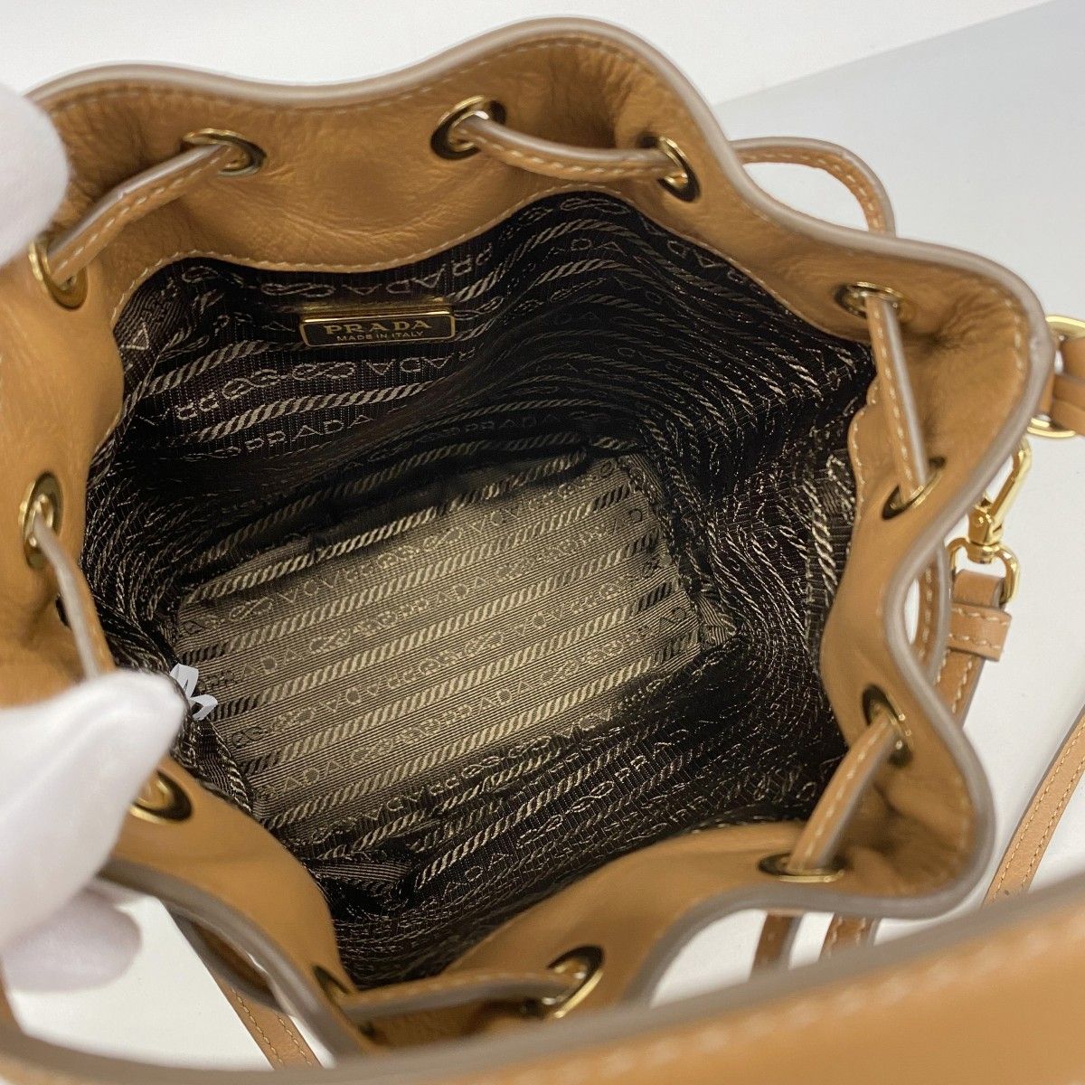 Prada Handbag Leather Brown Gold 2-Way — view 4