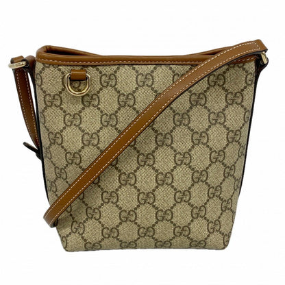 Gucci Shoulder Bag GG Supreme Nano Bucket Brown Gold