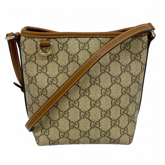 Gucci Shoulder Bag GG Supreme Nano Bucket Brown Gold