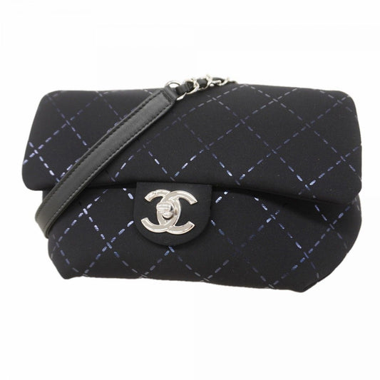 Chanel Waist Bag Jersey Black Silver