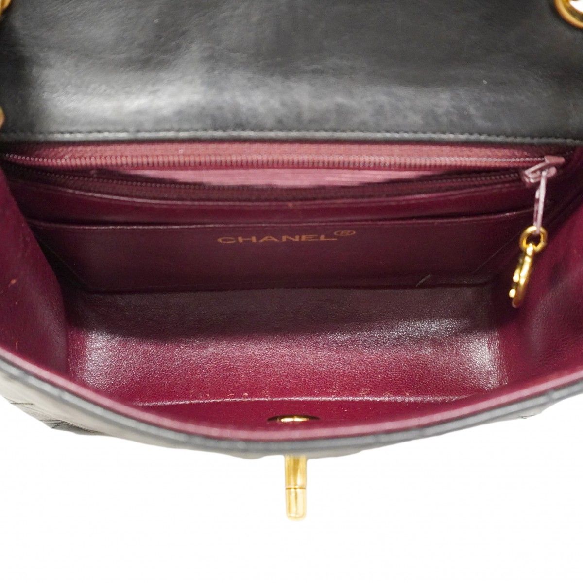 Chanel Shoulder Bag Mini Quilted Lambskin Black Gold — view 4