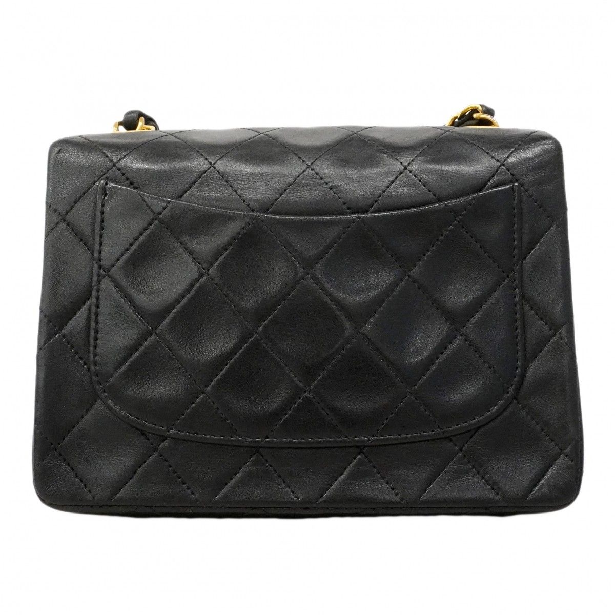 Chanel Shoulder Bag Mini Quilted Lambskin Black Gold — view 9