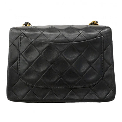 Chanel Shoulder Bag Mini Quilted Lambskin Black Gold — view 9