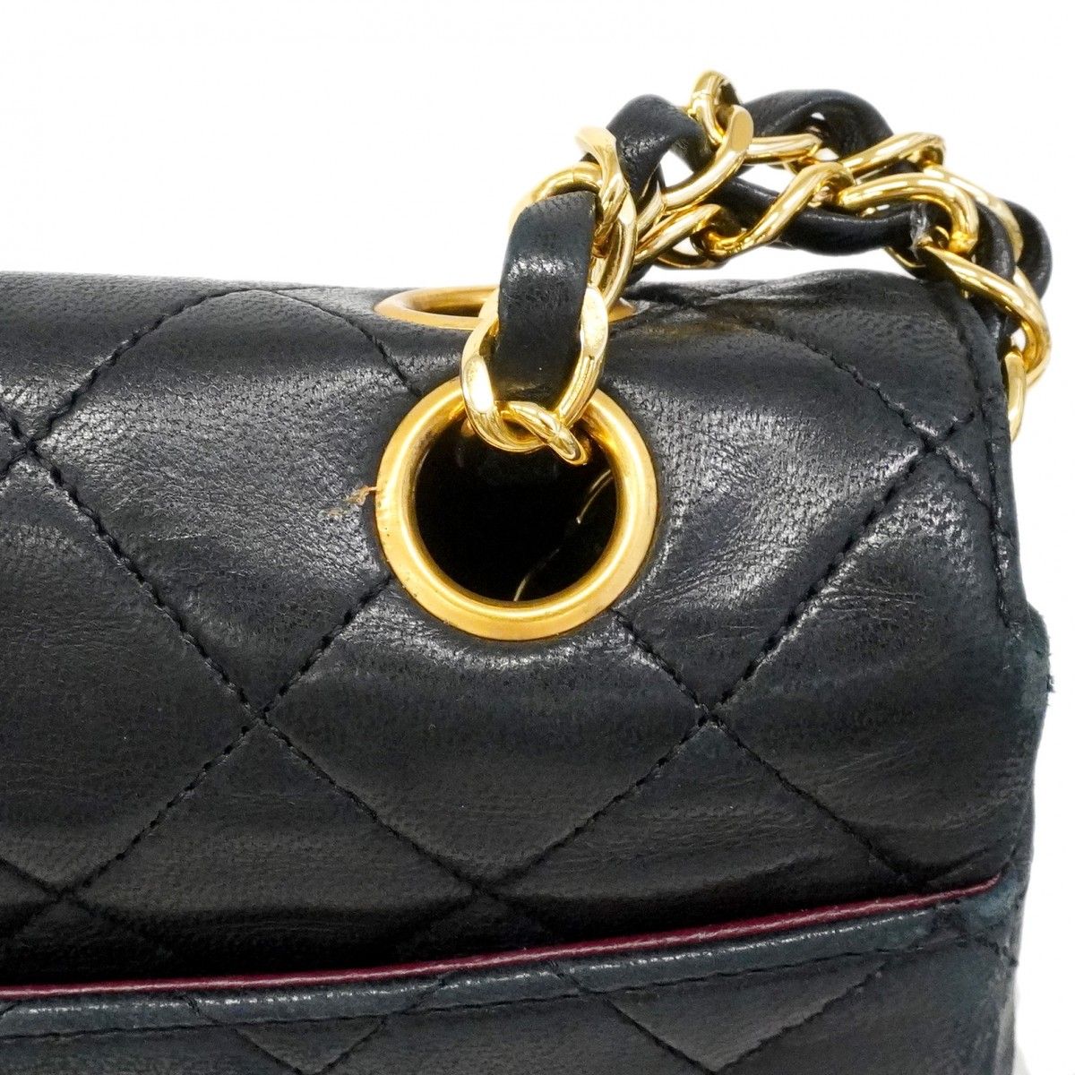 Chanel Shoulder Bag Quilted Lambskin Black Gold — view 8
