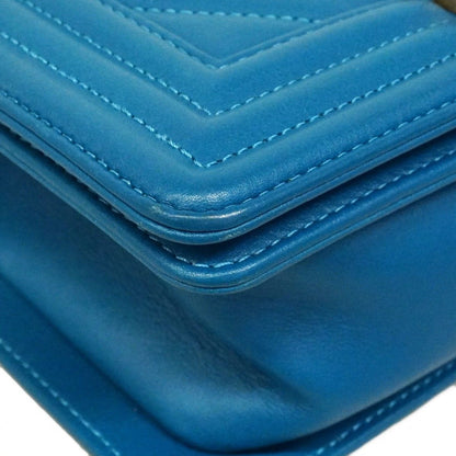 Chanel Shoulder Bag Body Stitch Lambskin Blue Chien Pants Gold — view 7