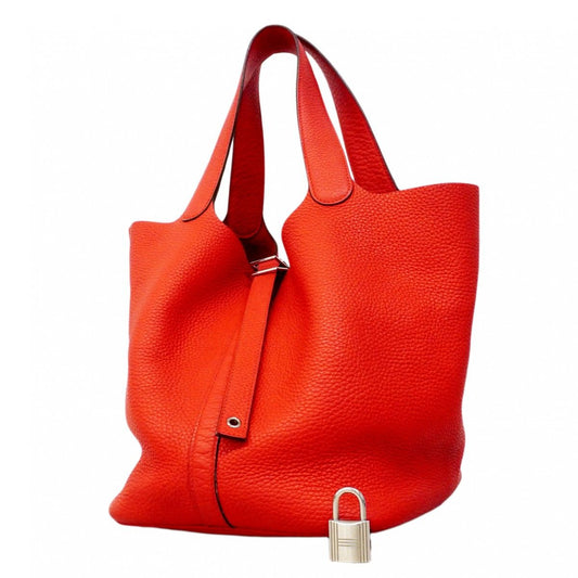 Hermes Handbag Picotin Lock GM Taurillon Clemence Rouge Casac Silver