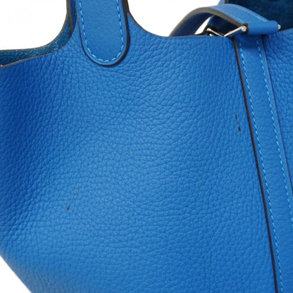 Hermes Handbag Picotin Lock PM Taurillon Clemence Mykonos Silver — view 7