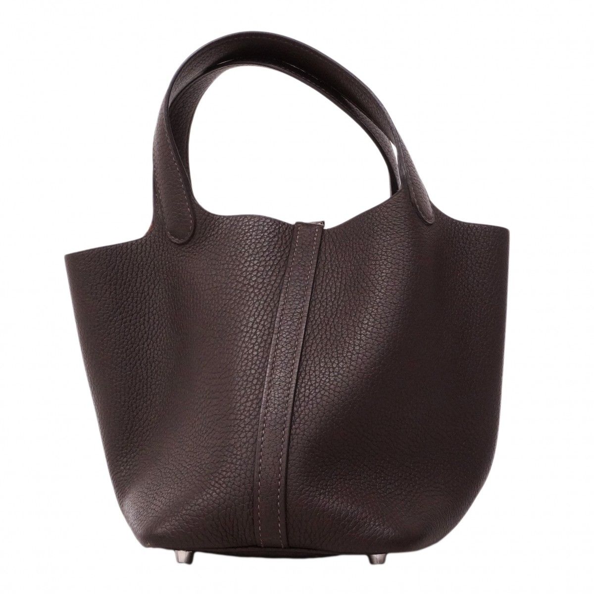 Hermes Handbag Picotin Lock PM Taurillon Clemence Ebene Silver — view 8