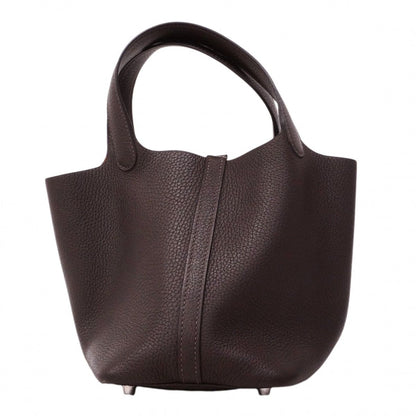 Hermes Handbag Picotin Lock PM Taurillon Clemence Ebene Silver — view 8