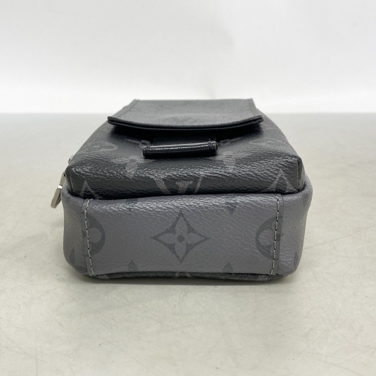 Louis Vuitton Shoulder Bag Monogram Eclipse Reverse Double Phone Pouch Gray — view 3