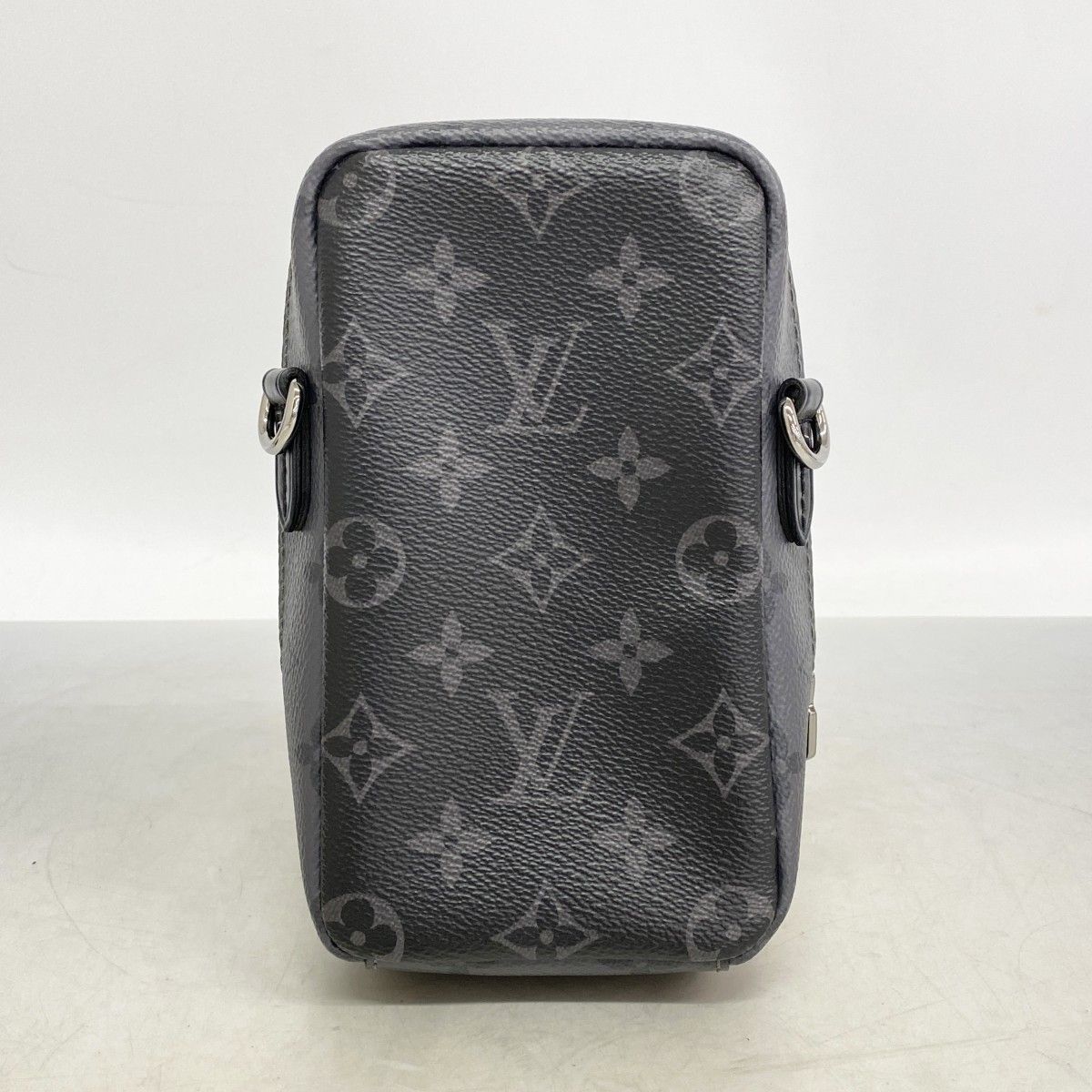 Louis Vuitton Shoulder Bag Monogram Eclipse Reverse Double Phone Pouch Gray — view 6