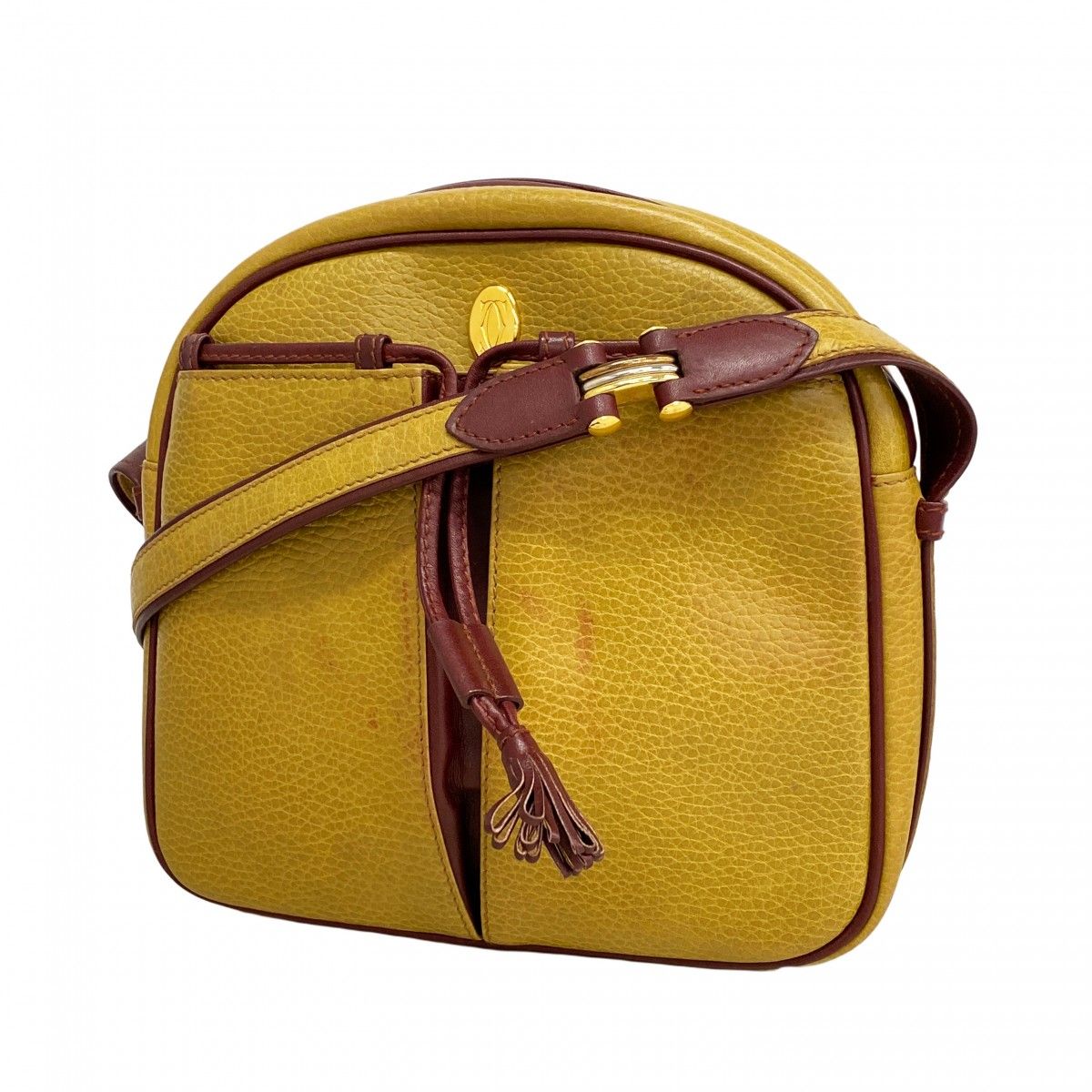 Cartier Shoulder Bag Must Leather Beige Bordeaux Gold