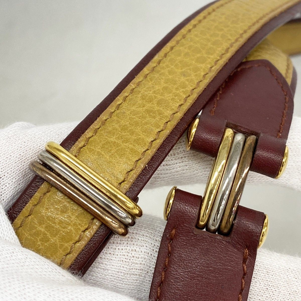 Cartier Shoulder Bag Must Leather Beige Bordeaux Gold — view 9