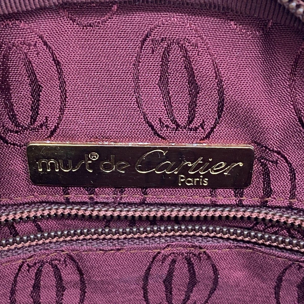 Cartier Shoulder Bag Must Leather Beige Bordeaux Gold — view 5