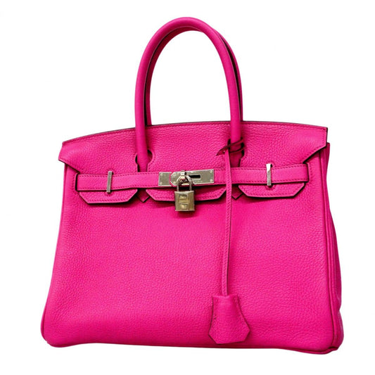 Hermes Handbag Birkin 30 Togo Rose Purple Silver