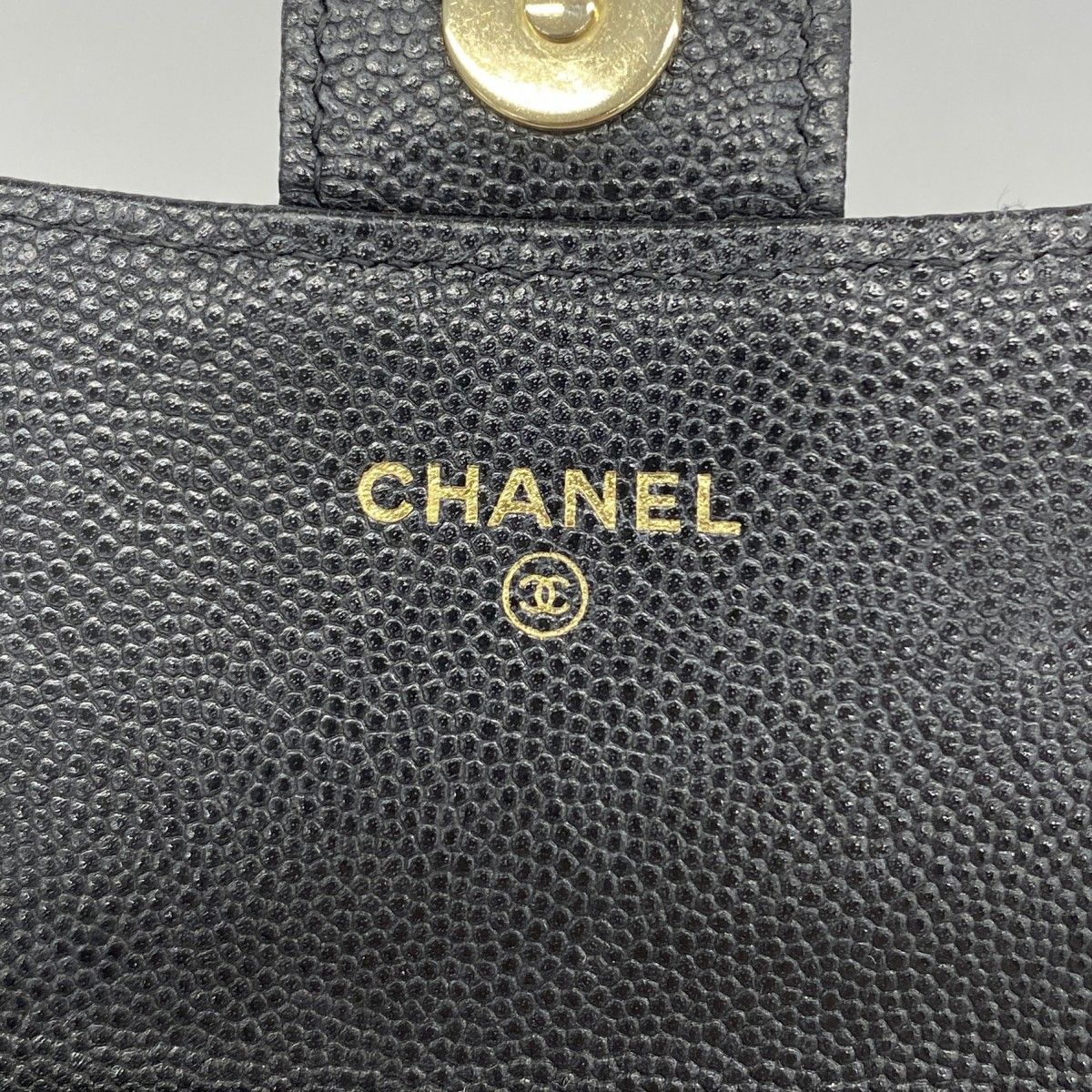 Chanel Shoulder Bag Mini Quilted Caviar Leather Black Gold — view 5