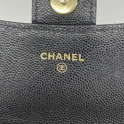 Chanel Shoulder Bag Mini Quilted Caviar Leather Black Gold — view 5