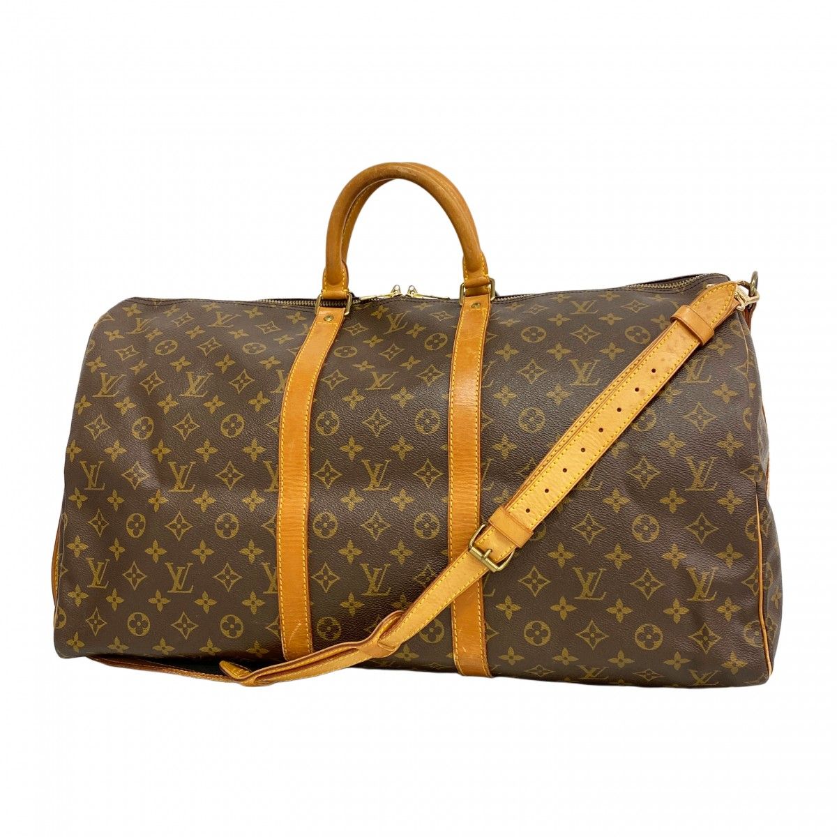 Louis Vuitton Boston Bag Monogram Keepall Bandouliere 55 Brown