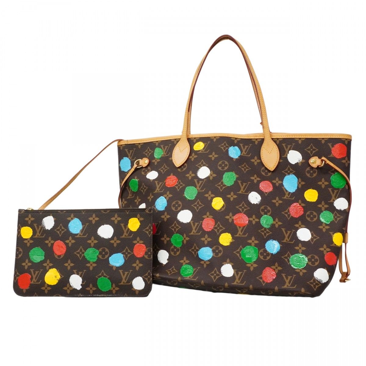 Louis Vuitton Tote Monogram Neverfull MM Brown Multicolor Yayoi Kusama Collabora