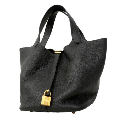 Hermes Handbag Picotin Lock MM Taurillon Clemence Black Gold