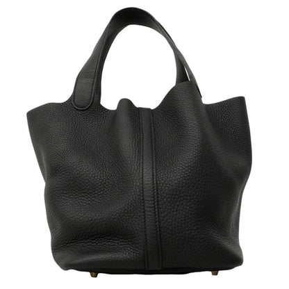 Hermes Handbag Picotin Lock MM Taurillon Clemence Black Gold — view 6