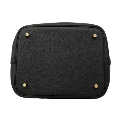 Hermes Handbag Picotin Lock MM Taurillon Clemence Black Gold — view 3