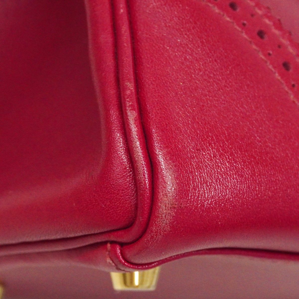 Hermes Handbag Kelly 32 Ghillies Tadelakt Ruby Gold 2-Way — view 6