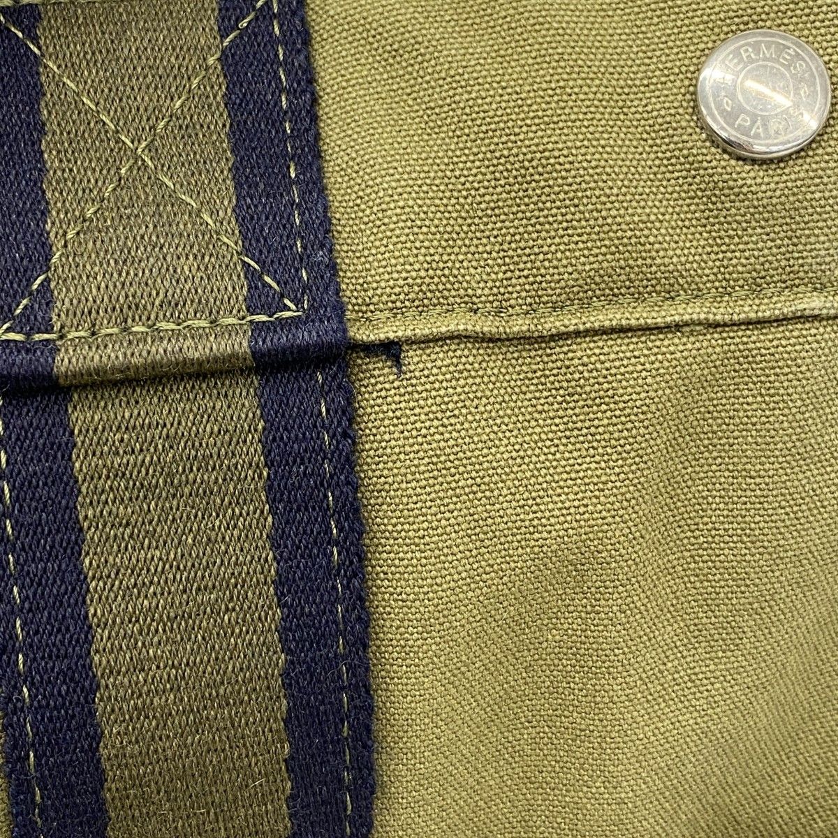 Hermes Tote Fourre Tout MM Canvas Khaki Silver — view 8