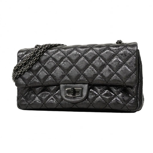 Chanel Shoulder Bag 2.55 Calf Black Silver