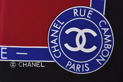 Chanel Scarf Shawl Vintage CC Logo Coc Pattern Silk Black Bordeaux — view 6