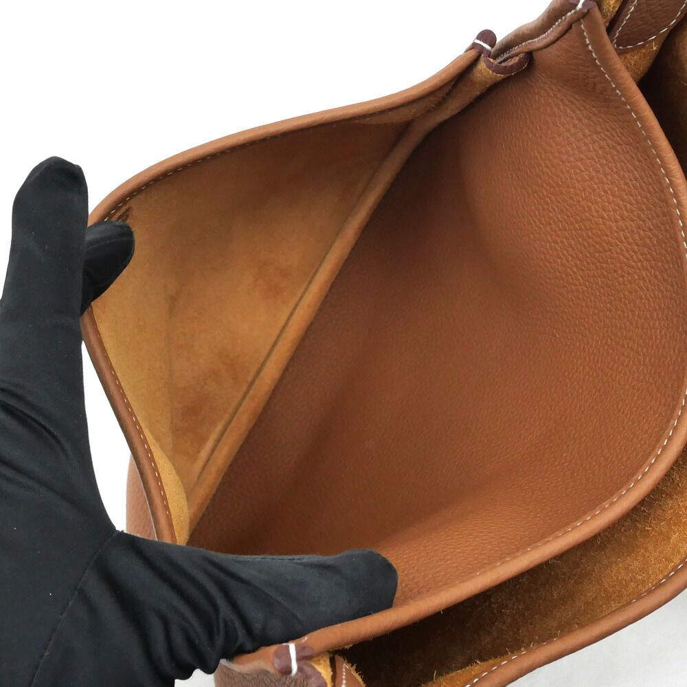 Hermes Evelyne 3 PM Gold Silver Taurillon Clemence Shoulder Bag — view 7