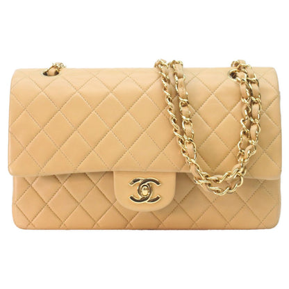 Chanel Beige Lamb Gold Quilted 25 Shoulder