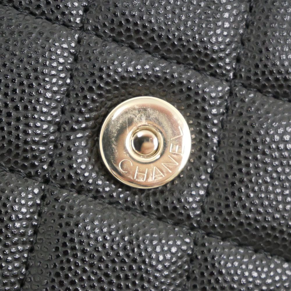 Chanel Chain Wallet Shoulder Bag Caviar Leather Black Champagne — view 8