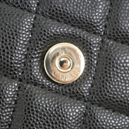 Chanel Chain Wallet Shoulder Bag Caviar Leather Black Champagne — view 8