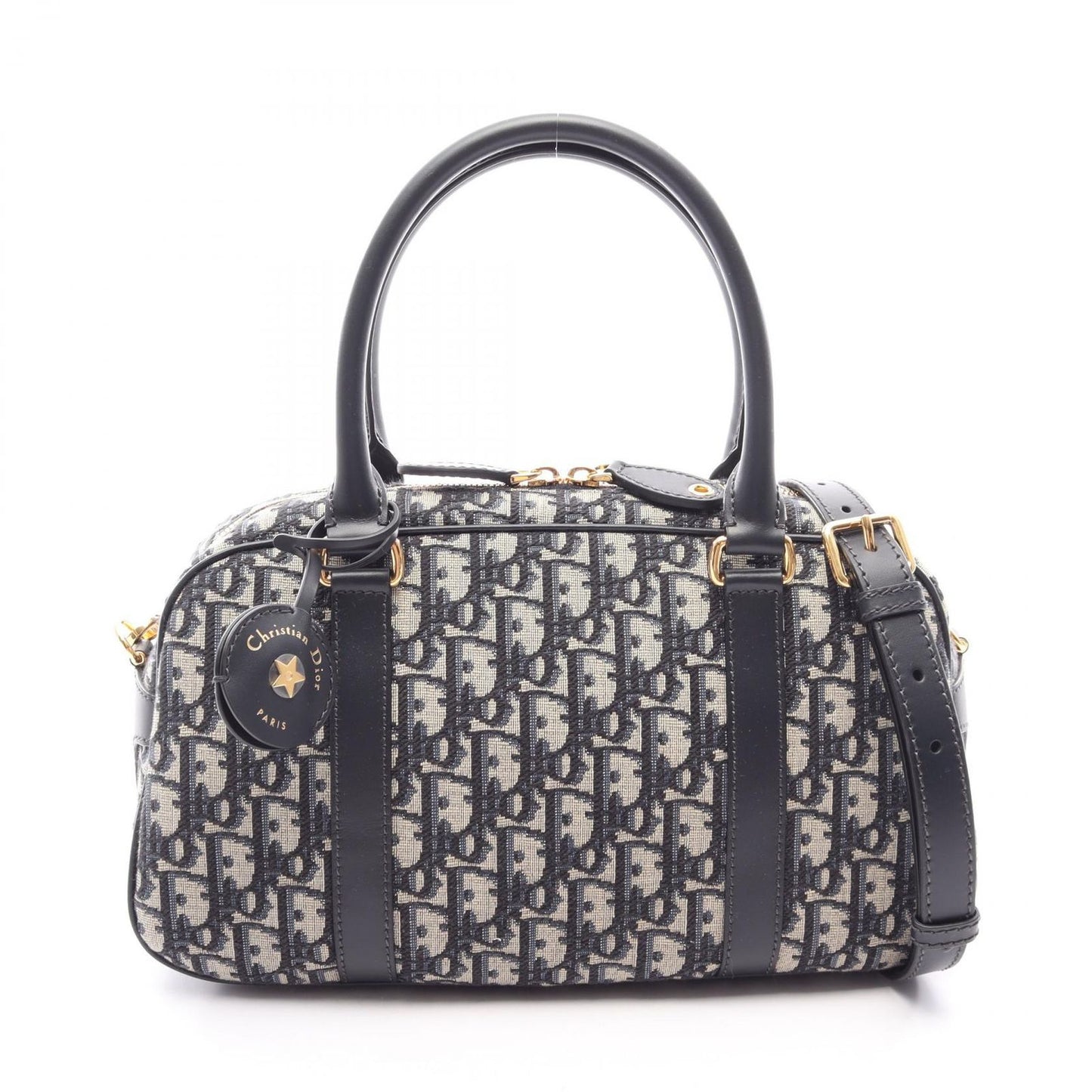 Dior D-vibe Bow Sling Bag Oblique 2-Way Navy Canvas Leather