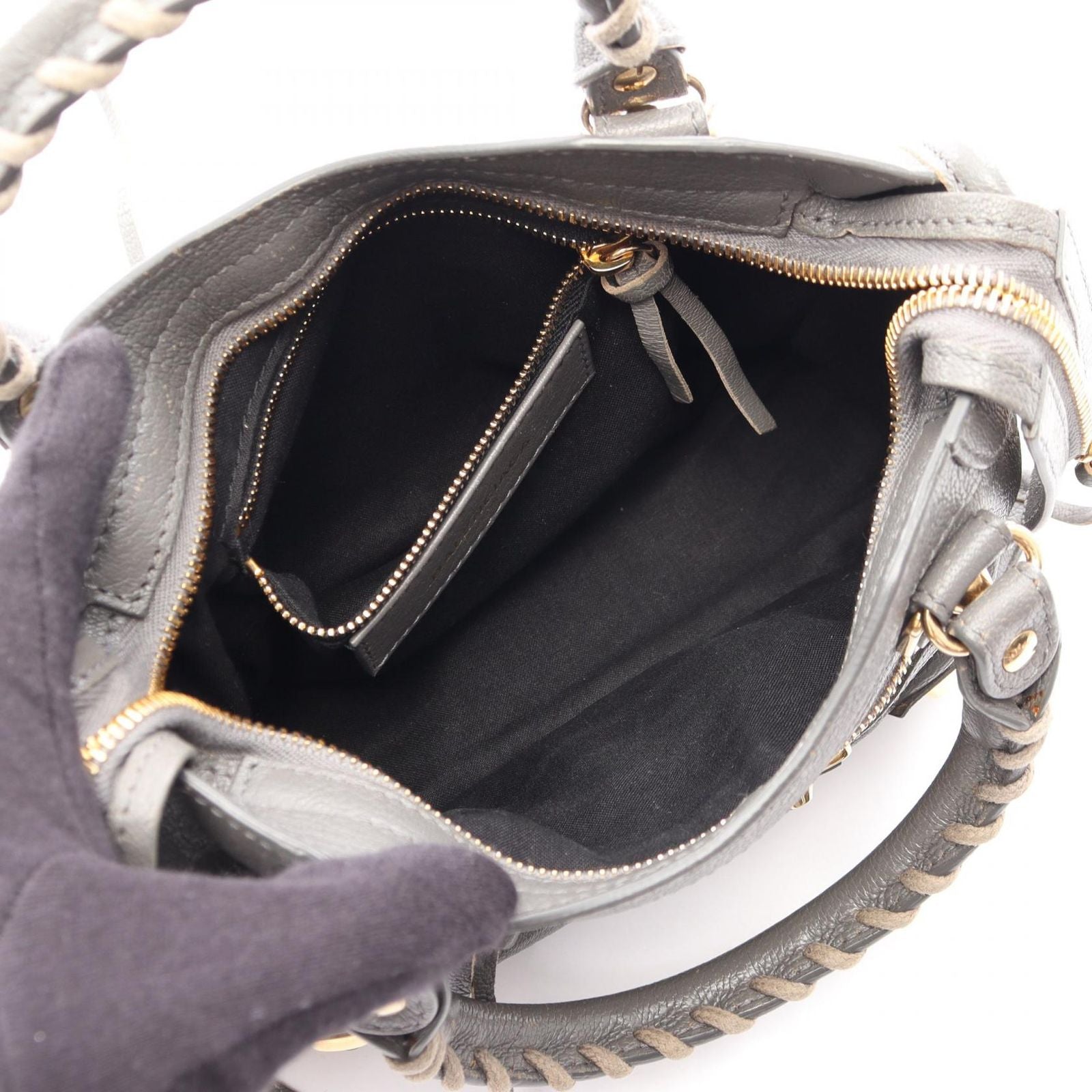 Balenciaga Handbag Classic Metallic Edge Mini City 2-Way Gray Leather — view 3